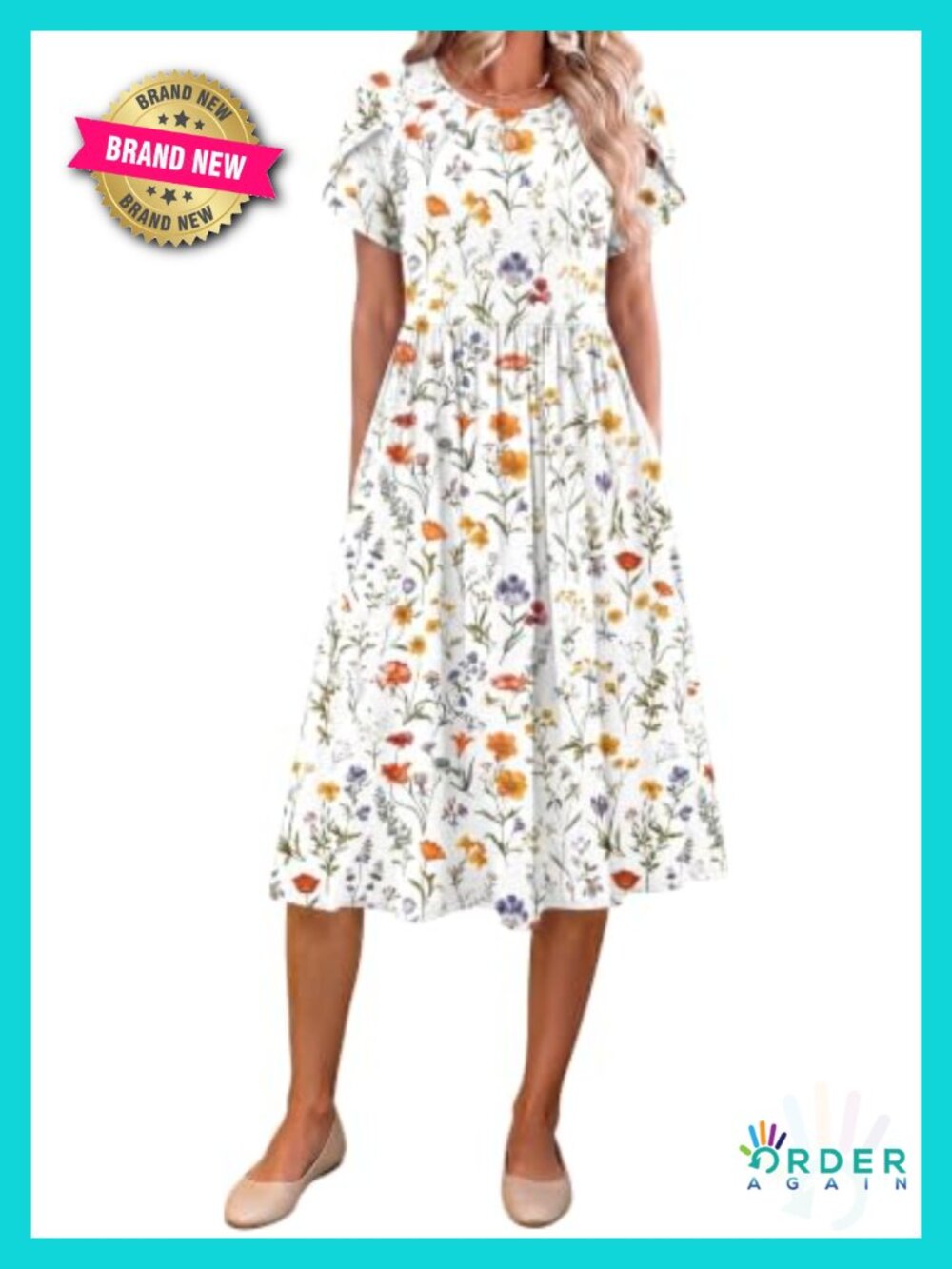 Zeagoo Womens Summer Midi Dress Casual A-Line T-Shirt Flowy Beach Sundress